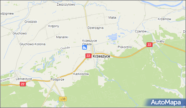 mapa Krzeszyce, Krzeszyce na mapie Targeo