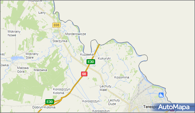 mapa Kukuryki, Kukuryki na mapie Targeo