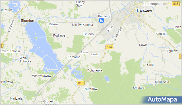 mapa Laski gmina Parczew, Laski gmina Parczew na mapie Targeo