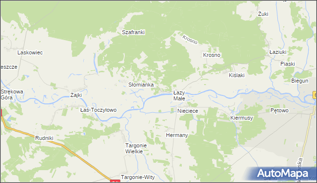 mapa Łazy Duże gmina Tykocin, Łazy Duże gmina Tykocin na mapie Targeo