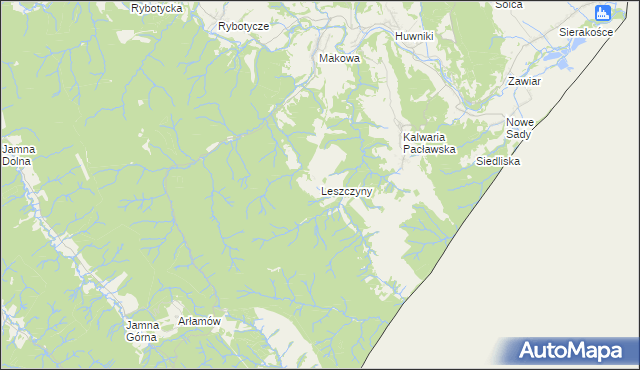 mapa Leszczyny gmina Fredropol, Leszczyny gmina Fredropol na mapie Targeo