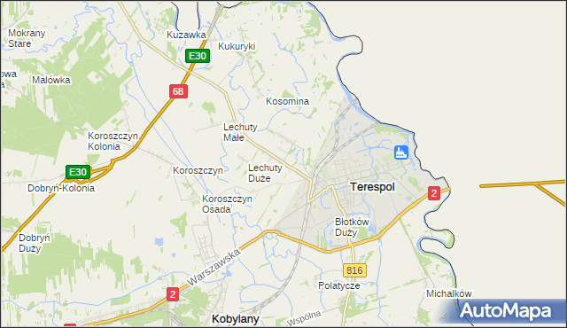 mapa Łobaczew Duży, Łobaczew Duży na mapie Targeo