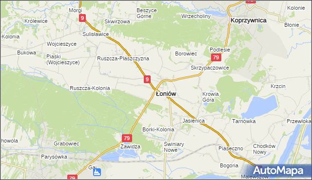 mapa Łoniów, Łoniów na mapie Targeo