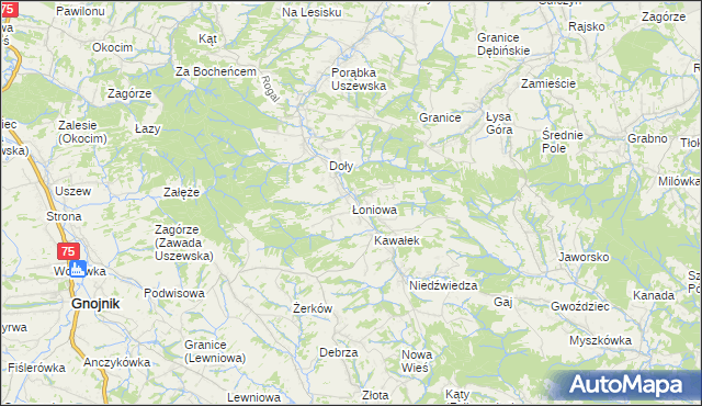 mapa Łoniowa, Łoniowa na mapie Targeo