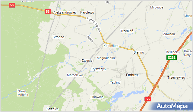 mapa Magdalenka gmina Dobrcz, Magdalenka gmina Dobrcz na mapie Targeo