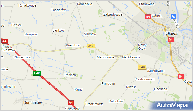 mapa Marszowice gmina Oława, Marszowice gmina Oława na mapie Targeo