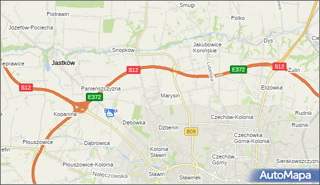 mapa Marysin gmina Jastków, Marysin gmina Jastków na mapie Targeo