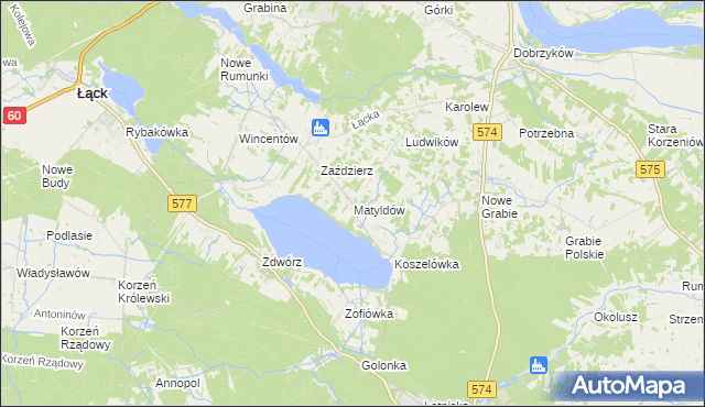 mapa Matyldów gmina Łąck, Matyldów gmina Łąck na mapie Targeo