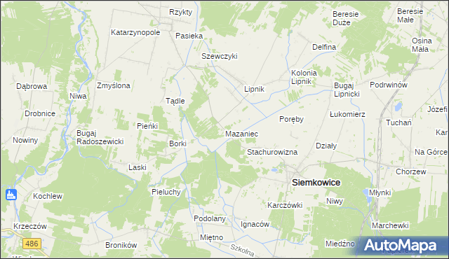 mapa Mazaniec, Mazaniec na mapie Targeo