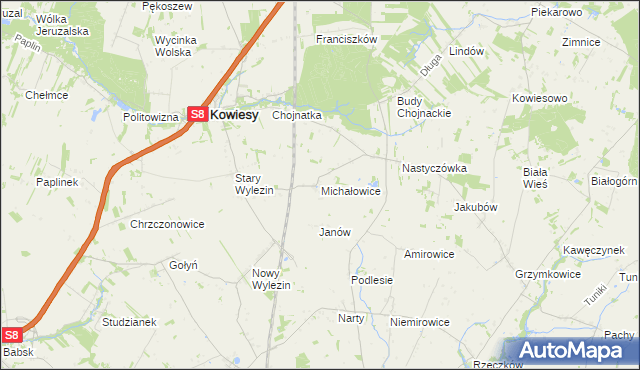 mapa Michałowice gmina Kowiesy, Michałowice gmina Kowiesy na mapie Targeo