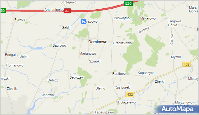 mapa Michałowo gmina Dominowo, Michałowo gmina Dominowo na mapie Targeo