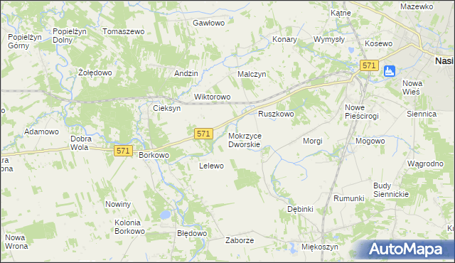 mapa Mokrzyce Dworskie, Mokrzyce Dworskie na mapie Targeo