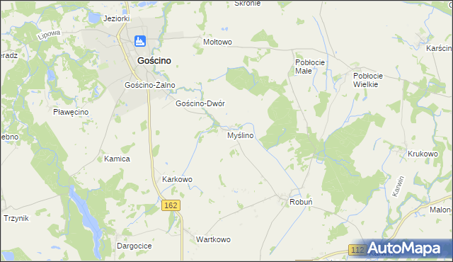 mapa Myślino, Myślino na mapie Targeo