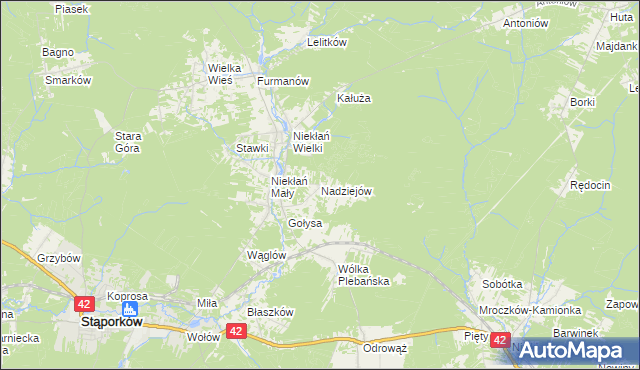 mapa Nadziejów gmina Stąporków, Nadziejów gmina Stąporków na mapie Targeo