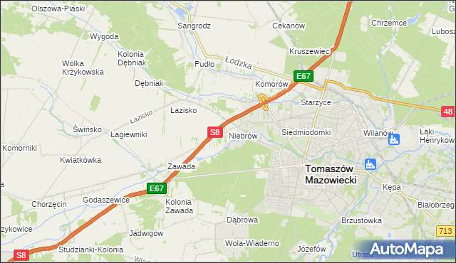 mapa Niebrów, Niebrów na mapie Targeo