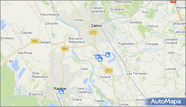 mapa Niedomice, Niedomice na mapie Targeo