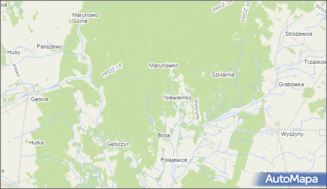 mapa Niewiemko, Niewiemko na mapie Targeo