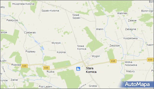mapa Nowa Kornica, Nowa Kornica na mapie Targeo