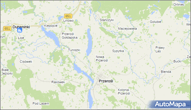 mapa Nowa Przerośl, Nowa Przerośl na mapie Targeo