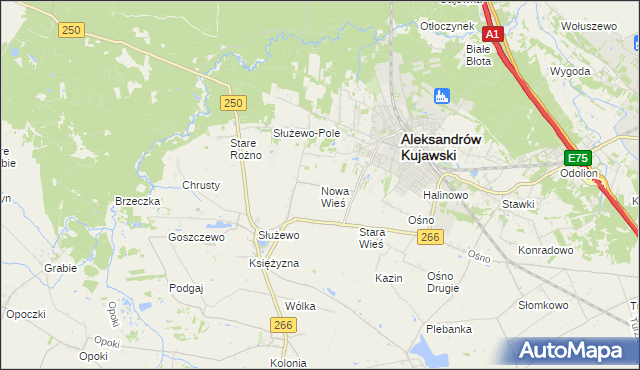 mapa Nowa Wieś gmina Aleksandrów Kujawski, Nowa Wieś gmina Aleksandrów Kujawski na mapie Targeo