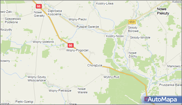mapa Nowe Zalesie gmina Szepietowo, Nowe Zalesie gmina Szepietowo na mapie Targeo