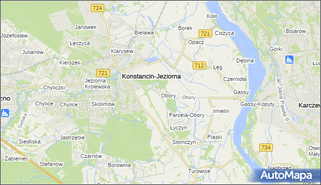 mapa Obory gmina Konstancin-Jeziorna, Obory gmina Konstancin-Jeziorna na mapie Targeo