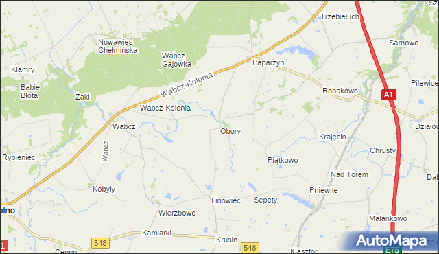 mapa Obory gmina Stolno, Obory gmina Stolno na mapie Targeo