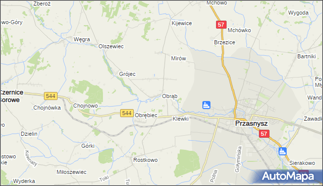 mapa Obrąb gmina Przasnysz, Obrąb gmina Przasnysz na mapie Targeo