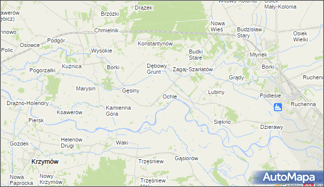 mapa Ochle gmina Koło, Ochle gmina Koło na mapie Targeo