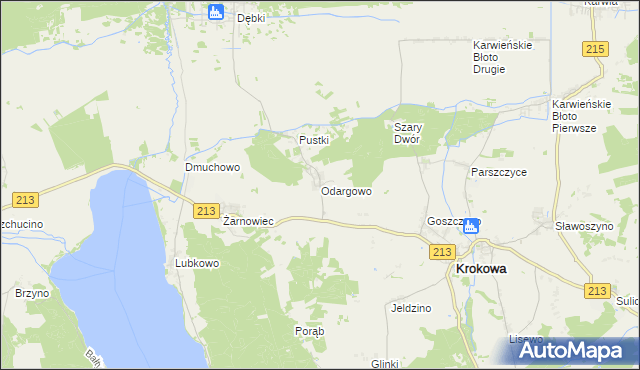 mapa Odargowo gmina Krokowa, Odargowo gmina Krokowa na mapie Targeo