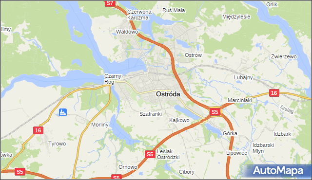 mapa Ostróda, Ostróda na mapie Targeo