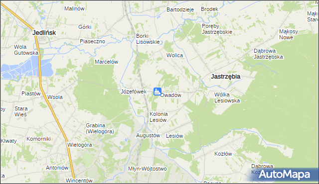 mapa Owadów gmina Jastrzębia, Owadów gmina Jastrzębia na mapie Targeo