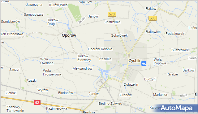 mapa Pasieka gmina Żychlin, Pasieka gmina Żychlin na mapie Targeo