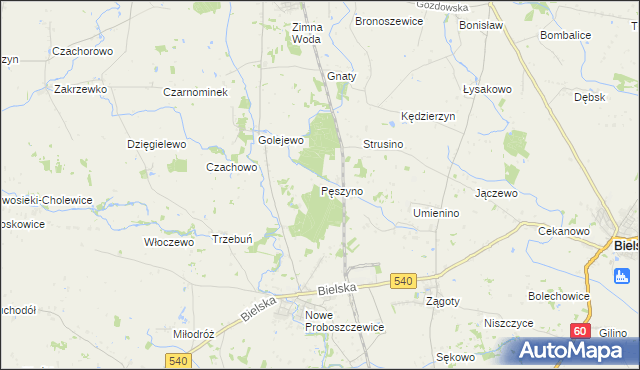 mapa Pęszyno, Pęszyno na mapie Targeo