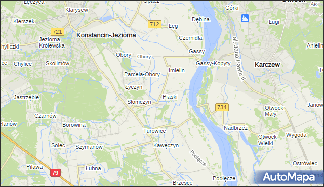 mapa Piaski gmina Konstancin-Jeziorna, Piaski gmina Konstancin-Jeziorna na mapie Targeo