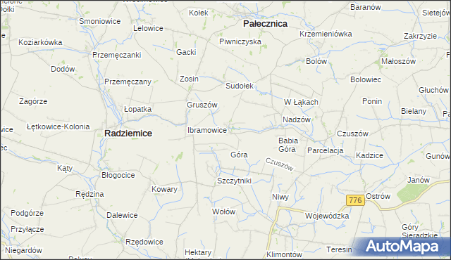 mapa Pieczonogi gmina Pałecznica, Pieczonogi gmina Pałecznica na mapie Targeo