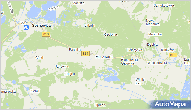 mapa Pieszowola, Pieszowola na mapie Targeo