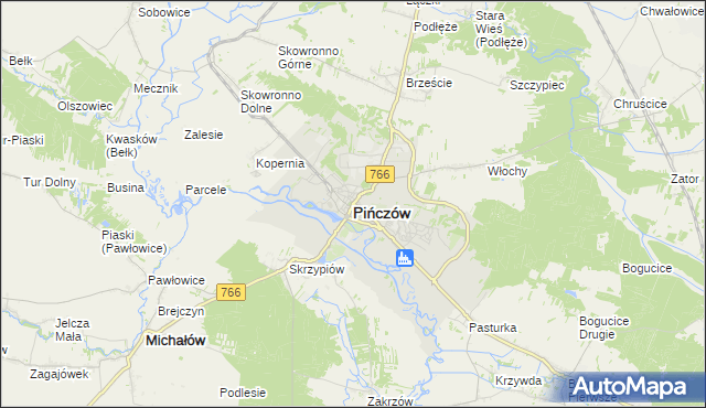 mapa Pińczów, Pińczów na mapie Targeo