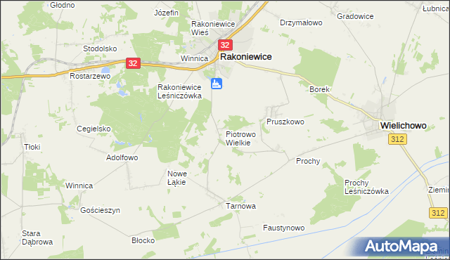 mapa Piotrowo Wielkie, Piotrowo Wielkie na mapie Targeo