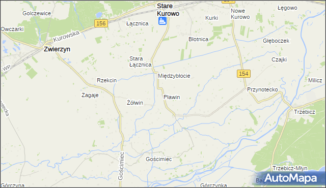 mapa Pławin gmina Stare Kurowo, Pławin gmina Stare Kurowo na mapie Targeo