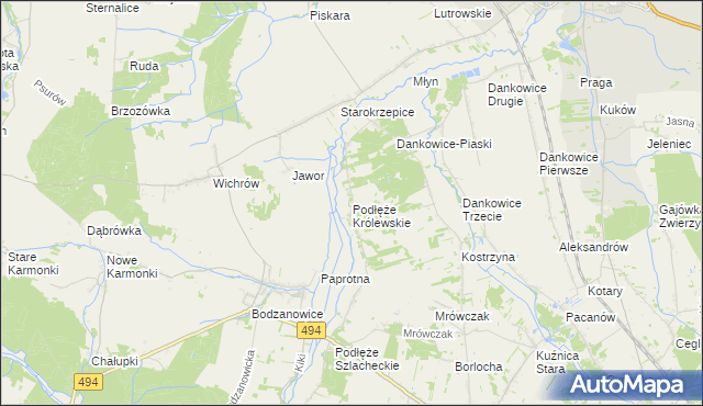 mapa Podłęże Królewskie, Podłęże Królewskie na mapie Targeo