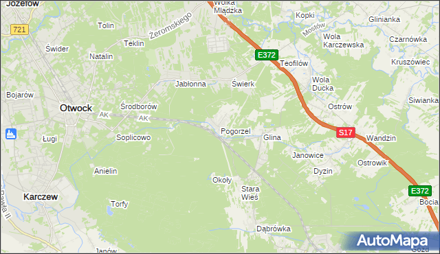 mapa Pogorzel gmina Celestynów, Pogorzel gmina Celestynów na mapie Targeo