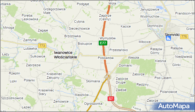 mapa Poskwitów, Poskwitów na mapie Targeo