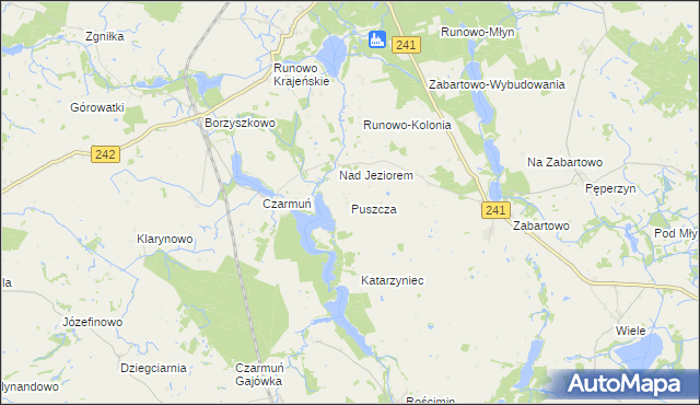 mapa Puszcza gmina Więcbork, Puszcza gmina Więcbork na mapie Targeo