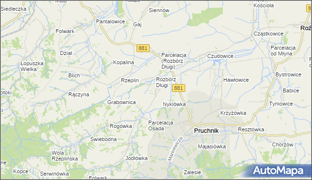 mapa Rozbórz Okrągły, Rozbórz Okrągły na mapie Targeo