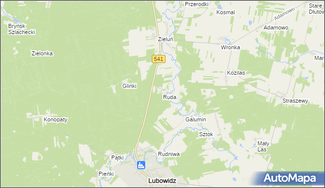 mapa Ruda gmina Lubowidz, Ruda gmina Lubowidz na mapie Targeo