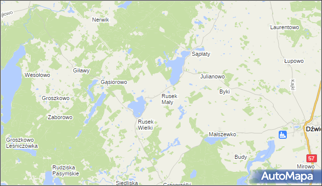 mapa Rusek Mały, Rusek Mały na mapie Targeo