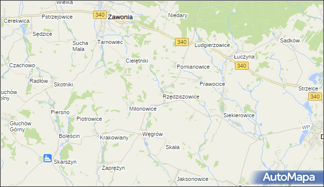 mapa Rzędziszowice, Rzędziszowice na mapie Targeo