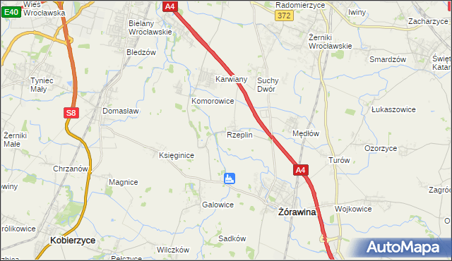 mapa Rzeplin gmina Żórawina, Rzeplin gmina Żórawina na mapie Targeo