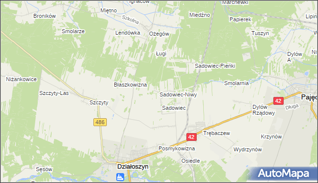 mapa Sadowiec-Niwy, Sadowiec-Niwy na mapie Targeo